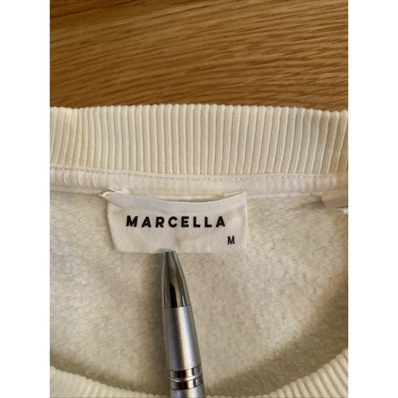 Marcella NYC Cut Out Sweatshirt Ivory Pullover Women's Size Medium - Picture 11 of 13